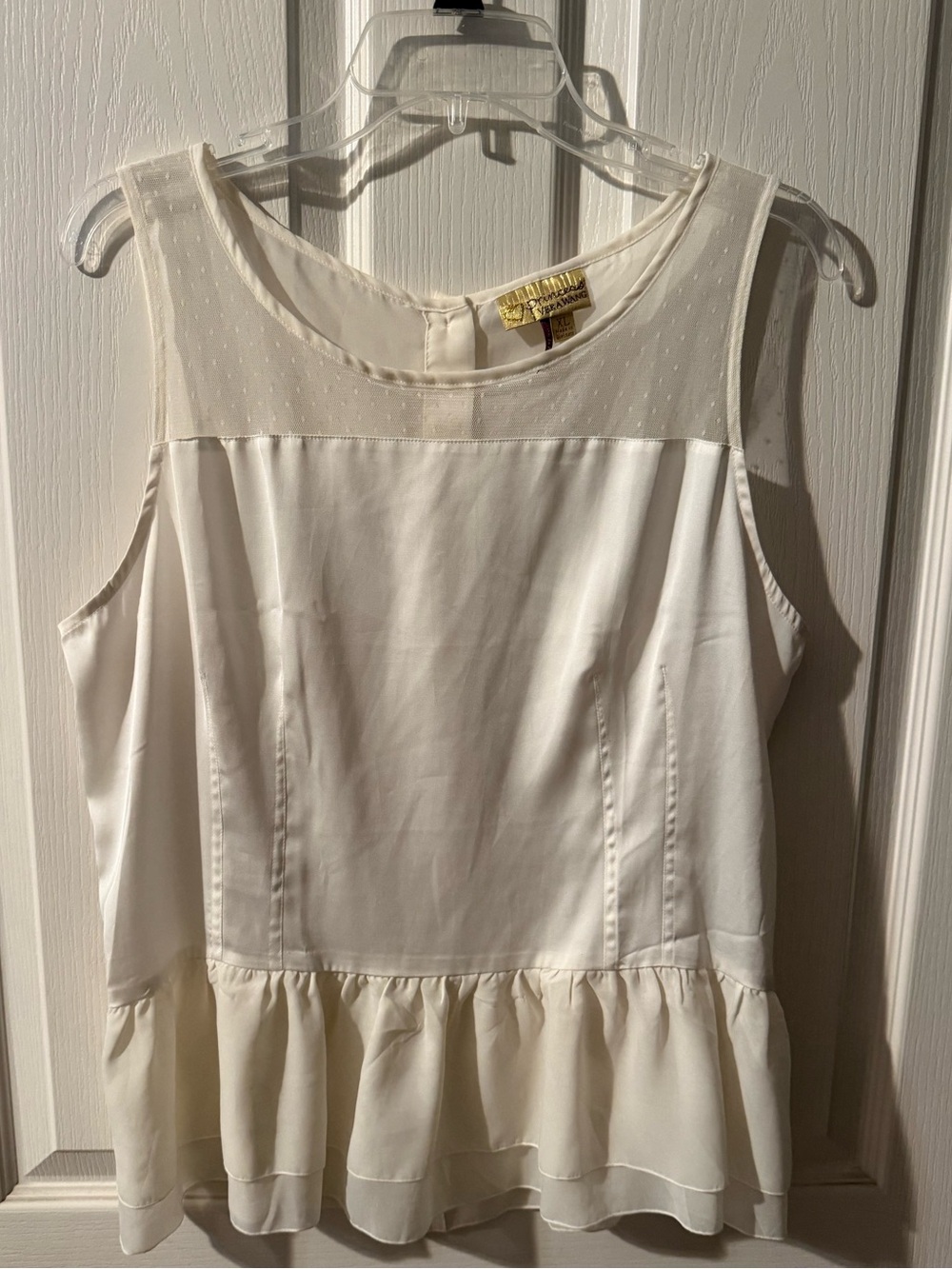 princess vera wang Cream Sleeveless Peplum Tank Top